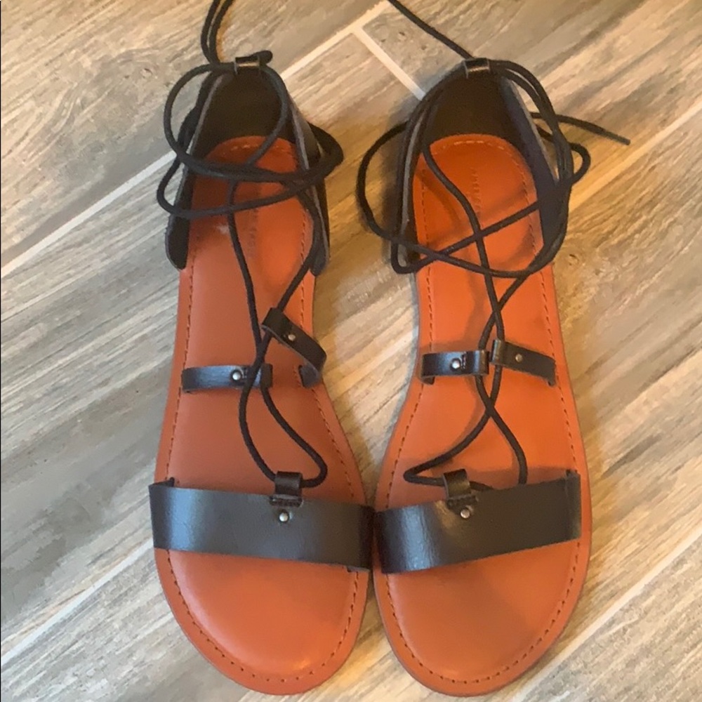 Leather Gladiator lace up sandals, never worn!